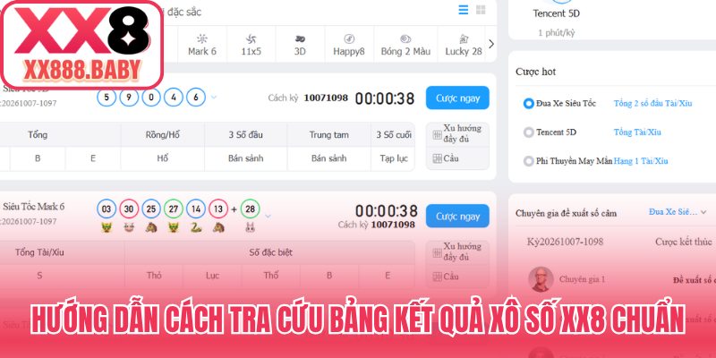 Hướng dẫn cách tra cứu bảng kết quả xô số XX8 chuẩn